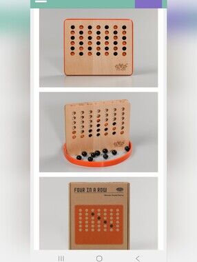 Four in a Row Wooden Board Game - Orange and Black